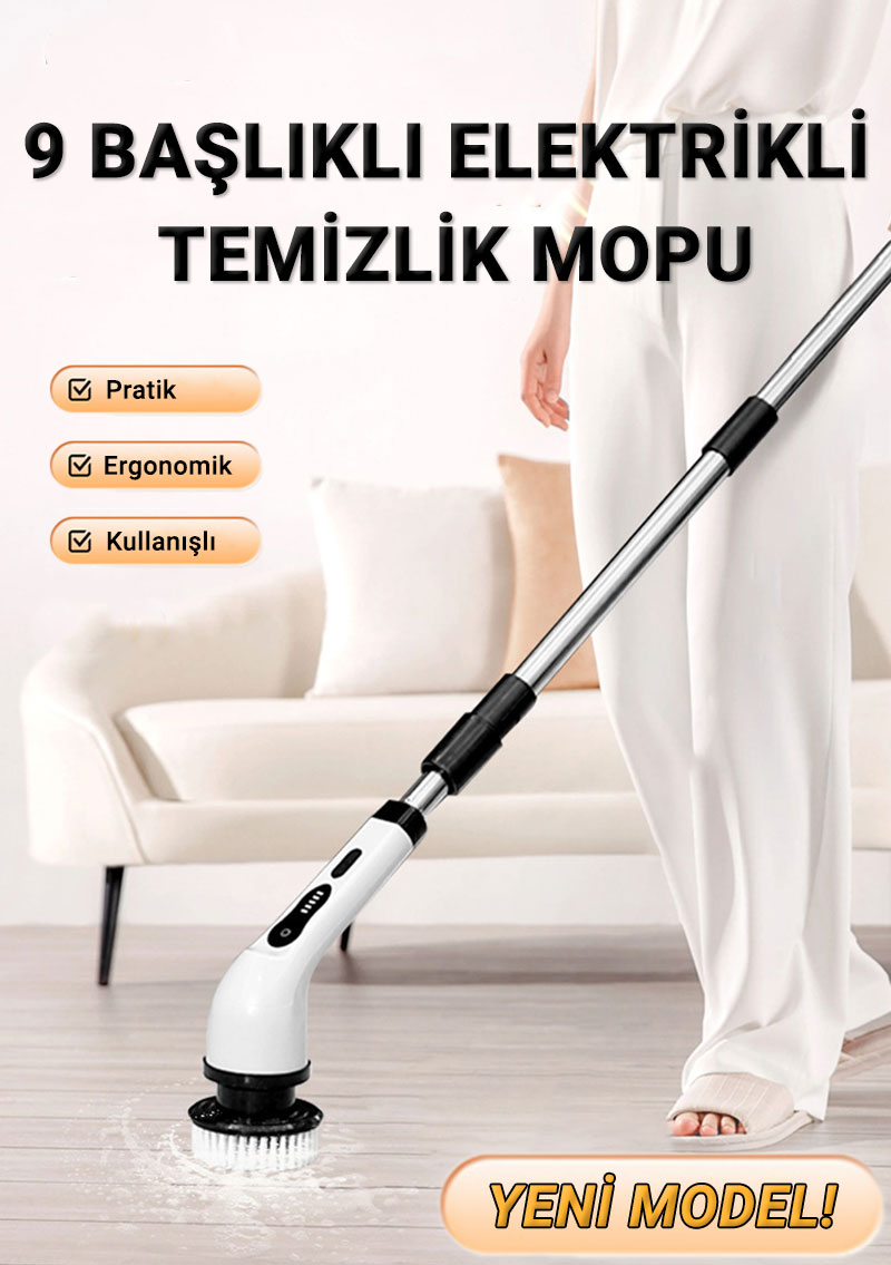 9 Başlıklı Şarjlı Dijital Temizlik Fırçası