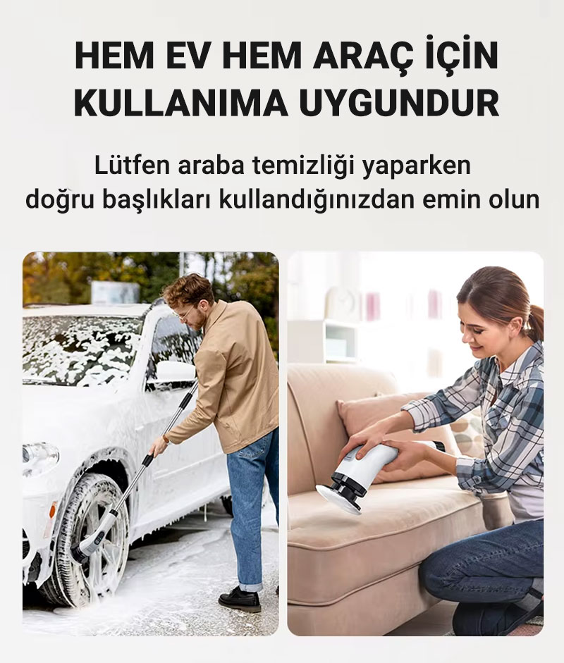 9 Başlıklı Şarjlı Dijital Temizlik Fırçası