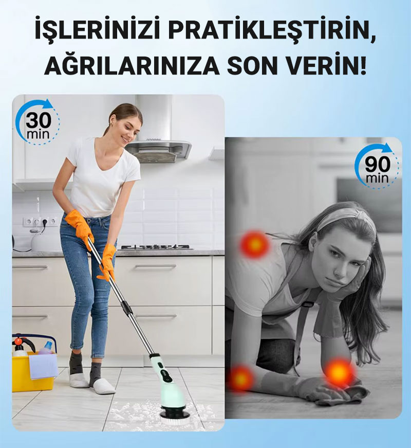 9 Başlıklı Şarjlı Dijital Temizlik Fırçası