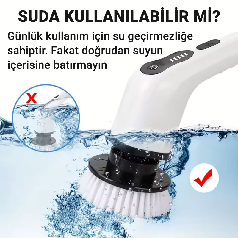 9 Başlıklı Şarjlı Dijital Temizlik Fırçası